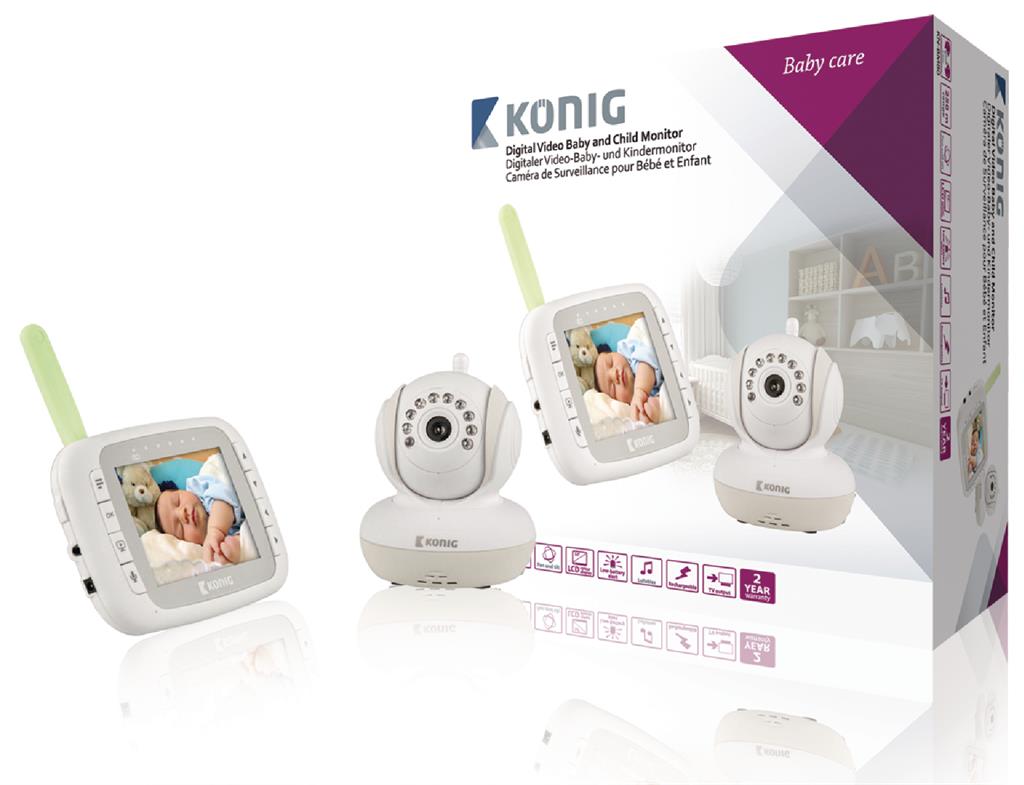 König Digitálny video monitor detí s 3,5” LCD displejom, 2,4 GHz (detská pestúnka) KN-BM80