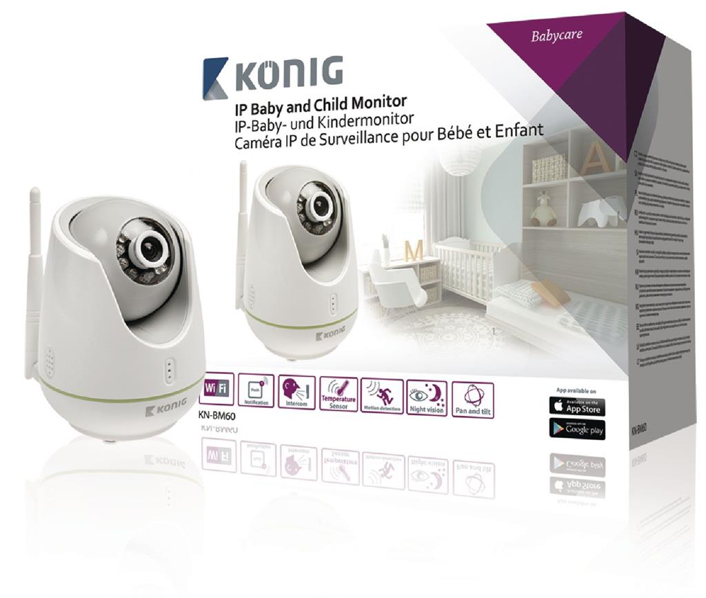 König KN-BM60 - IP Dětská Chůvička Audio / Video 2.4 GHz Bílá/Šedá