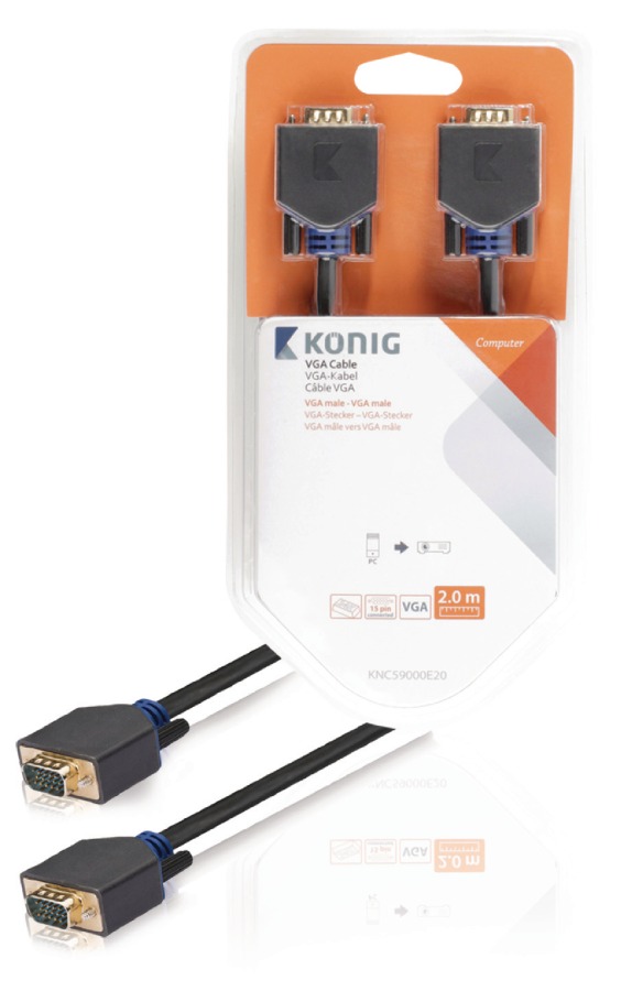 König KNC59000E20 - VGA Kabel VGA zástrčka - VGA zástrčka 2.00 m Antracit