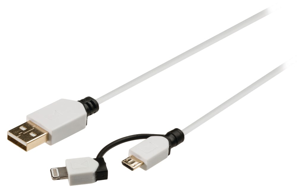 KÖNIG synchronizační a nabíjecí kabel 2 v 1/ Apple Lightning - A Zástrčka/ bílý/ 1m KNM39400W10