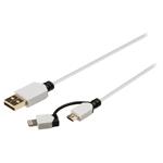 KÖNIG synchronizační a nabíjecí kabel 2 v 1/ Apple Lightning - A Zástrčka/ bílý/ 1m KNM39400W10