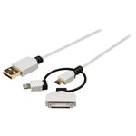 KÖNIG synchronizační a nabíjecí kabel 3 v 1/ USB Micro B Zástrčka + Apple Lightning - A Zástrčka/ bílý/ 1m KNM39410W10