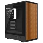 Krux skříň Heliora / ATX / 120mm fan / USB3.0 / USB-C / zaoblená / dřevěný design panelu / černá KRXD019
