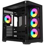 Krux skříň Tano ATX / 4x120 mm PWM ARGB fan / 2xUSB 3.0 / USB-C / panoramatická zaoblená/ černá KRXD015