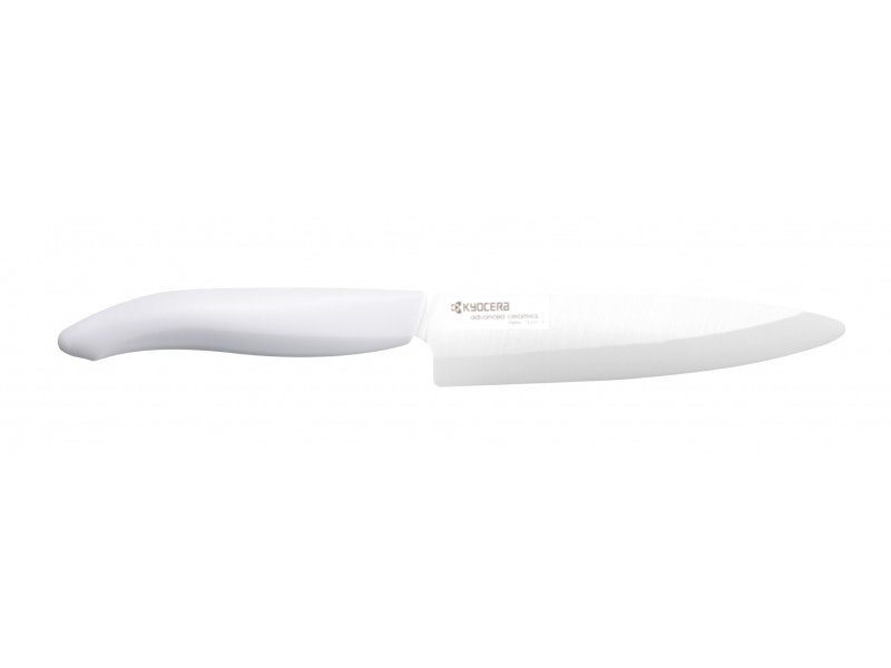 KYOCERA keramický nůž s bílou čepelí, 13 cm dlouhá čepel, bílá plastová rukojeť FK-130WH-WH