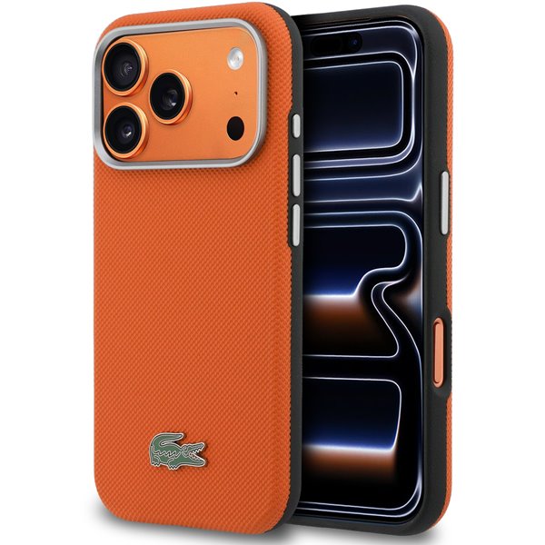 Lacoste PVC Petit Pique Semi Wrap MagSafe pre iPhone 17 Pro oranžový 57983130079