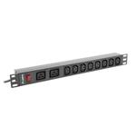 LANBERG 19" 1U 16A 2M 2X C19 8X IEC C13 ZÁSUVKY ČERNÁ C20 PDU-02I1908I-0200-C20-BK