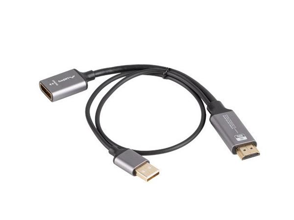 Lanberg HDMI(M)->DISPLAYPORT(F) ADAPTER 4K ON CABLE 20CM SILVER AD-HD-DP-02