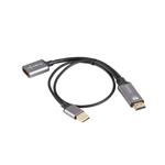 Lanberg HDMI(M)->DISPLAYPORT(F) ADAPTER 4K ON CABLE 20CM SILVER AD-HD-DP-02