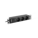 LANBERG NAPÁJECÍ DISTRIBUČNÍ JEDNOTKA (PDU) 10" 1U 10A 2M 3X SCHUKO ZÁSUVKY ČERNÁ C14 PDU-03F-0200-IEC-BK