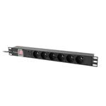 LANBERG NAPÁJECÍ DISTRIBUČNÍ JEDNOTKA (PDU) 19" 1U 10A 2M 6X FRANCOUZSKÉ ZÁSUVKY ČERNÁ C14 PDU-06E-0200-IEC-BK