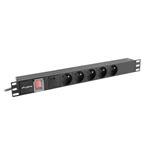 LANBERG NAPÁJECÍ DISTRIBUČNÍ JEDNOTKA (PDU) 19" 1U 16A 2M 5X FRANCOUZSKÉ ZÁSUVKY ČERNÁ PDU-05E-0200-BK