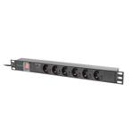 LANBERG NAPÁJECÍ DISTRIBUČNÍ JEDNOTKA (PDU) 19" 1U 16A 2M 6X SCHUKO ZÁSUVKY ČERNÁ PDU-06F-0200-BK
