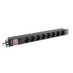 LANBERG NAPÁJECÍ DISTRIBUČNÍ JEDNOTKA (PDU) 19" 1U 16A 2M 8X SCHUKO ZÁSUVKY ČERNÁ PDU-08F-0200-BK