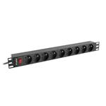 LANBERG NAPÁJECÍ DISTRIBUČNÍ JEDNOTKA (PDU) 19" 1U 16A 3M 9X FRANCOUZSKÉ ZÁSUVKY ČERNÁ PDU-09E-0300-BK