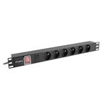 LANBERG NAPÁJECÍ DISTRIBUČNÍ JEDNOTKA (PDU) 19" 1U 16A 6X FRANCOUZSKÉ ZÁSUVKY 2M ČERNÁ PDU-06E-0200-BK