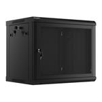 LANBERG Nástěnná jednodílná skříň 19", 9U/600x450, (v rozloženém stavu), perforované dveře, černá (RAL9004 WF01-6409-23B