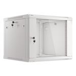 LANBERG Nástěnná jednodílná skříň 19", 9U 600x600 snadná a rychlá montáž (v rozloženém stavu) šedá (RAL703 WF01-6609-10S