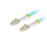 LANBERG optický patch cord MM LC/UPC-LC/UPC duplex 1m LSZH OM3 50/125 průměr 3mm, barva cyan FO-LULU-MD31-0010-TQ