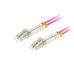 LANBERG optický patch cord MM LC/UPC-LC/UPC duplex 1m LSZH OM4 50/125 průměr 3mm, barva magenta FO-LULU-MD41-0010-VT