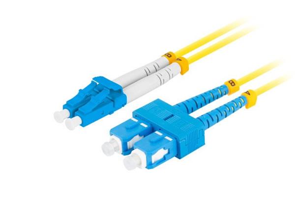 LANBERG optický patch cord SM SC/UPC-LC/UPC duplex 2m LSZH G657A1 průměr 3mm, barva žlutá FO-SULU-SD11-0020-YE