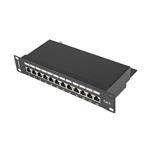 LANBERG PATCH PANEL 12PORT 1U 10" CAT.6 FTP STÍNĚNÝ ČERNÝ PPF6-9012-B