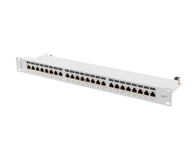 Lanberg PATCH PANEL 24 PORT 1U 19" CAT.7 FTP WITH CABLE ORGANIZER SHIELDED GREY PPS7-1024-S