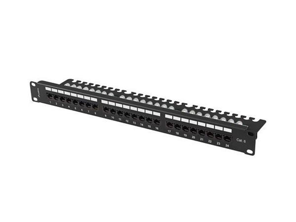 LANBERG PATCH PANEL 24 PORTŮ 1U 19" CAT.6 UTP S POLICÍ ČERNÝ PPU6-1124-B
