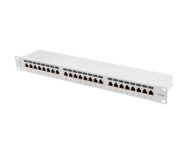 LANBERG PATCH PANEL 24 PORTŮ 1U 19" CAT.6A FTP STÍNĚNÝ ŠEDÝ PPSA-1024-S