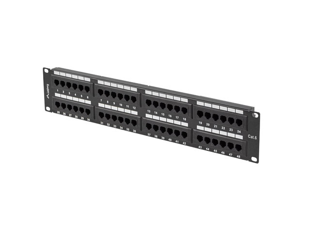 Lanberg PATCH PANEL 48 PORT 2U 19" CAT.6 UTP BLACK PPU6-2048-B