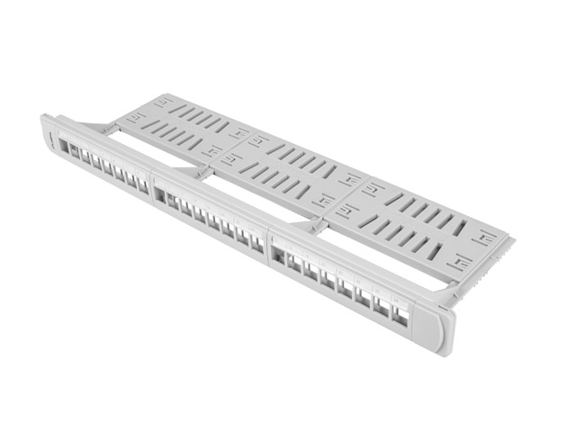 Lanberg PATCH PANEL BLANK 24 PORT 1U WITH ORGANIZER FOR KEYSTONE MODULES GREY PPKS-1124-S