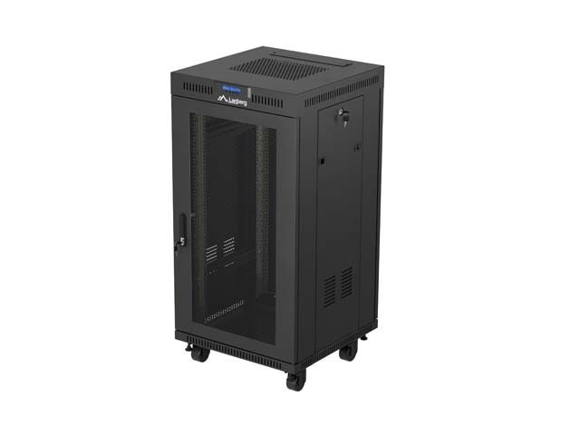 Lanberg RACK CABINET 19" FREE-STANDING 22U/600X600 (FLAT PACK) WITH MESH DOOR LCD BLACK V2 FF01-6622-23BL