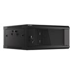 LANBERG RACK CABINET 19" WALL-MOUNT 4U/600X600 (FLAT PACK) WITH GLASS DOOR BLACK V2 WF01-6604-10B