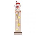 LED dekorácia drevená – snehuliak, 46 cm, 2x AA, vnútorná, teplá biela, časovač 8592920098370