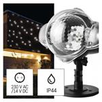 LED dekoratívny projektor – padajúce vločky, vonkajší aj vnútorný, biela 8592920094303