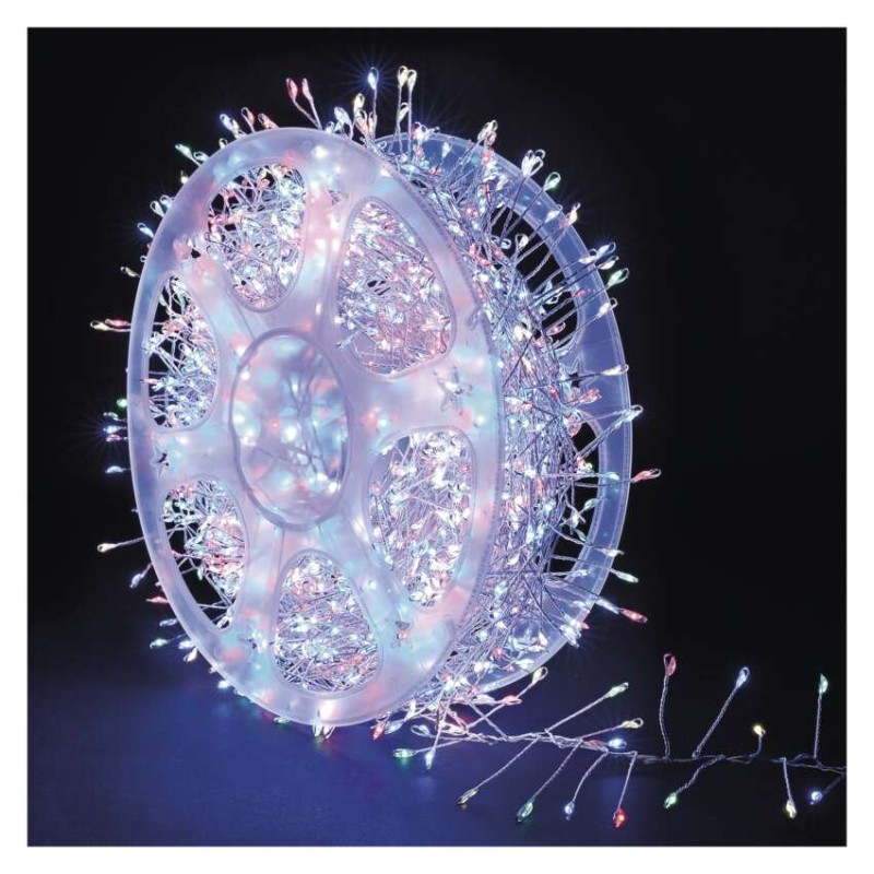 LED nano reťaz na cievke, strieborný, 19,2 m, multicolor, časovač 8592920158753