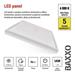 LED panel BAXXO 60×60, štvorcový prisazeny biely, 36W neutr. biela UGR 8592920143148