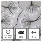 LED svetelná reťaz – svietiace trsy, nano, 8 m, vnútorná, studená biela, časovač 8592920099780