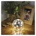 LED vianočná sklenená guľa – vločky, 12 cm, 3x AA, vnútorný, teplá biela, časovač 8592920122068