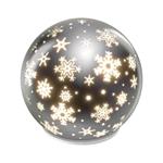 LED vianočná sklenená guľa – vločky, 12 cm, 3x AA, vnútorný, teplá biela, časovač 8592920122068