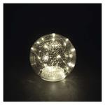 LED vianočná sklenená guľa - zlatá, 15 cm, 3x AA, vnútorná, teplá biela, časovač 8592920148174