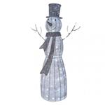 LED vianočný snehuliak ratanový, 124 cm, vnútorný, studená biela, časovač 8592920093894