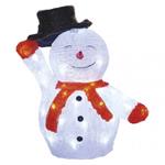LED vianočný snehuliak s klobúkom, 36 cm, vonkajší aj vnútorný, studená biela, časovač 8592920099193