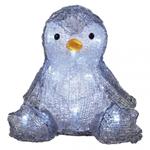 LED vianočný tučniak, 20 cm, 3x AA, vnútorný, studená biela, časovač 8592920093979