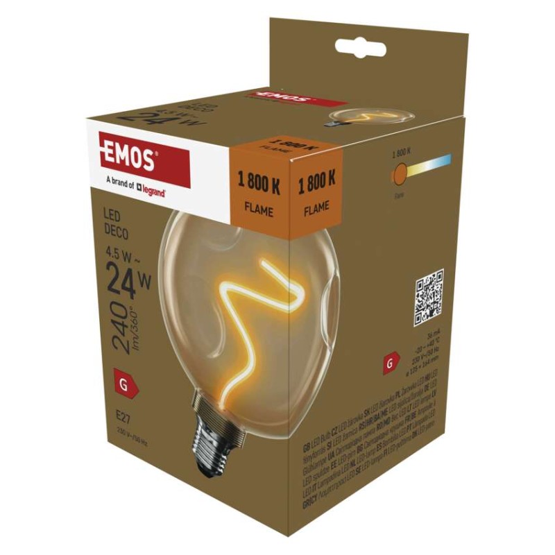 LED žiarovka DECO CG125A / E27 / 4,5 W (24 W) / 240 lm / flame 8592920148648