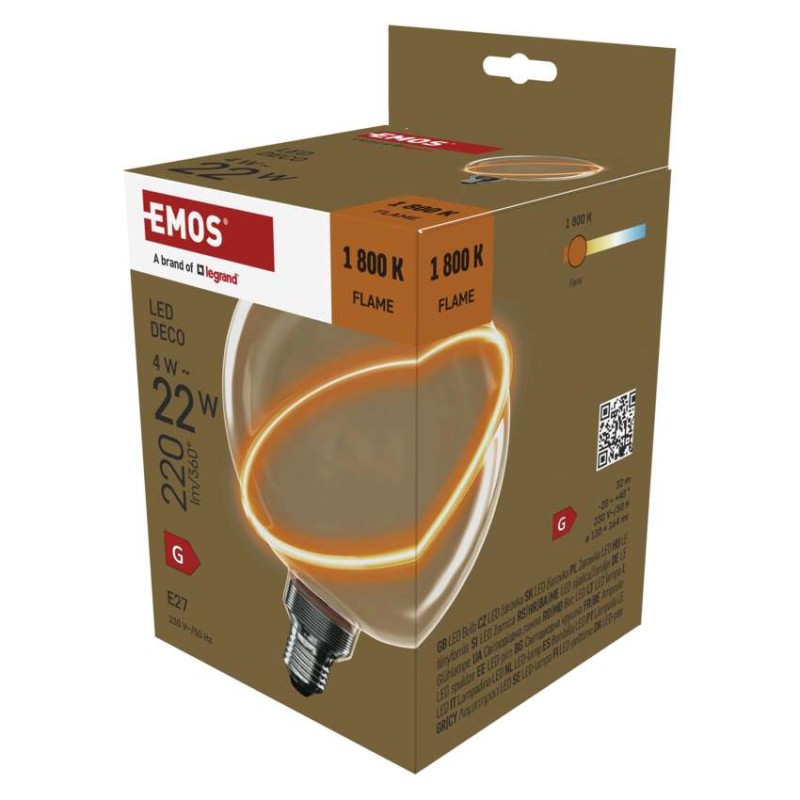 LED žiarovka DECO G130SRA / E27 / 4 W (22 W) / 220 lm / flame 8592920148716