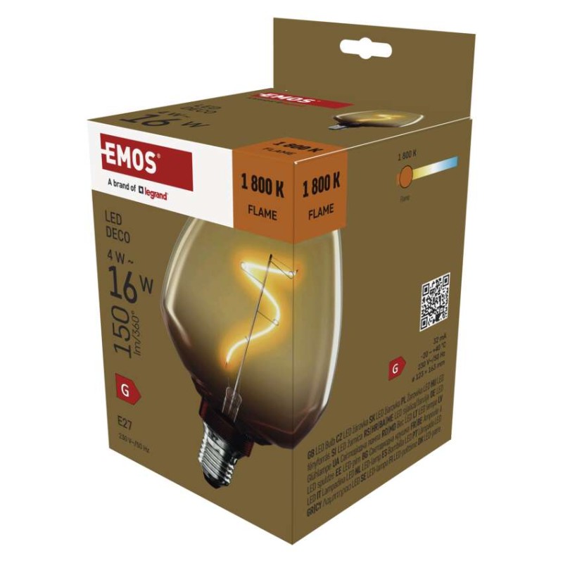 LED žiarovka DECO S123 / E27 / 4 W (16 W) / 150 lm / flame 8592920148730