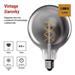 LED žiarovka DECO SMOKED G125 / E27 / 4,5 W (19 W) / 180 lm / flame 8592920149089