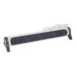 Legrand Predlžovačka Prémium 5x2P+T prepäťová ochrana USB A+C 1,5m kábel biela/tmavosivá 049420