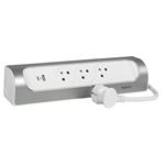 Legrand Predlžovačka rohová 3x2P+T USB A+C 1M kábel biela/hliník 049406